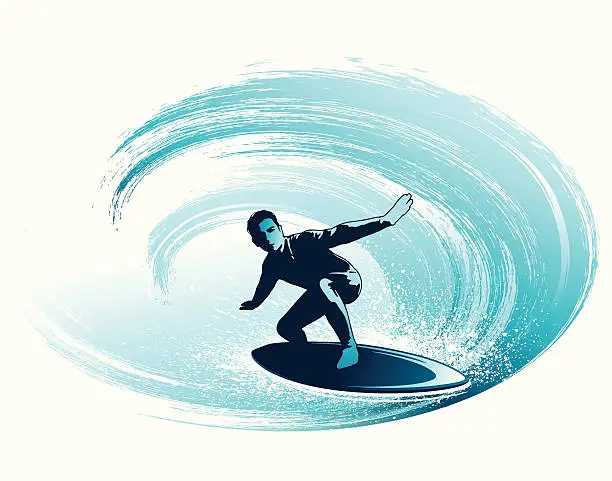 Vector illustration of Surfing the tube