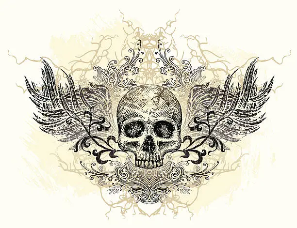 Vector illustration of Grunge Skull