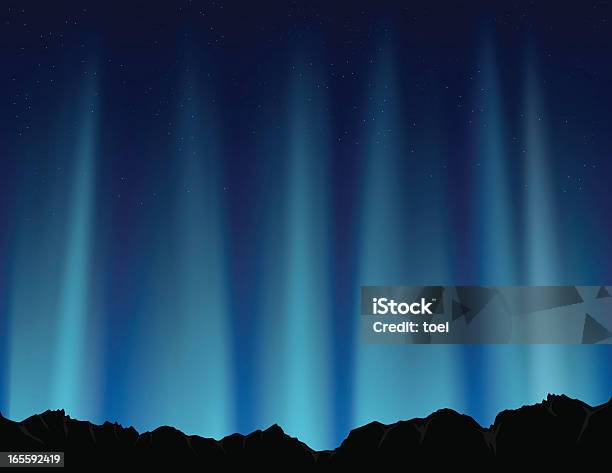 Ilustración de Polar Lights Azul y más Vectores Libres de Derechos de Aurora boreal - Aurora boreal, Noche, Actividad