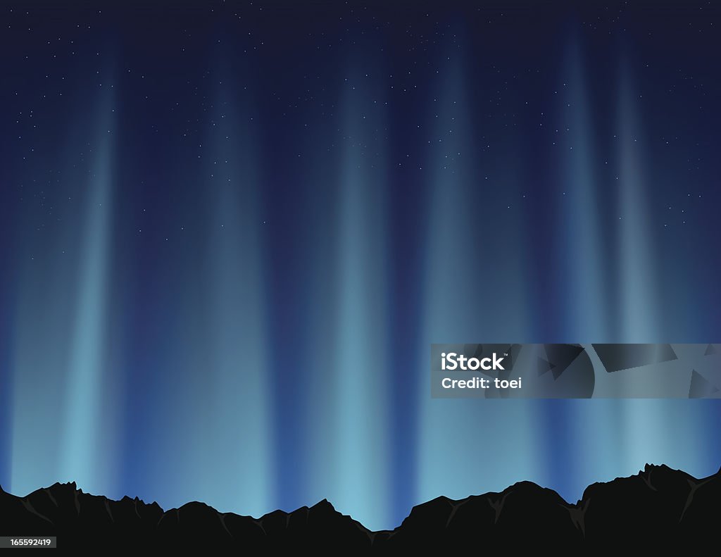 Azul luzes Polar - Vetor de Aurora boreal royalty-free