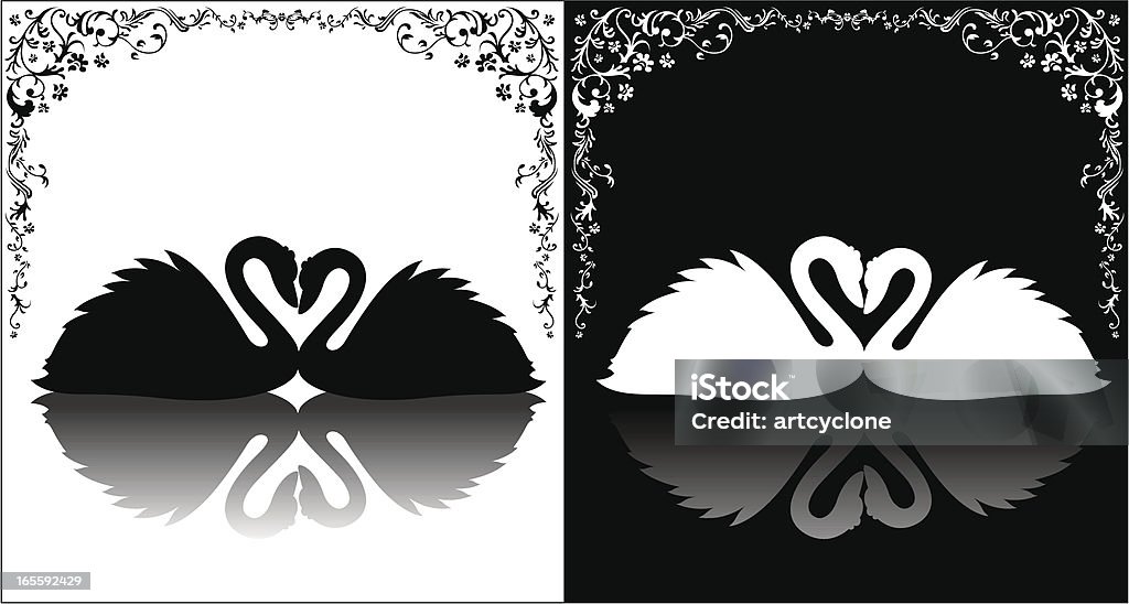 Bella swan in bianco e nero - arte vettoriale royalty-free di Amore