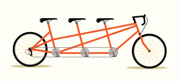 Three Seat Bicycle vector illustration.  Add riders or leave the file as it is.  