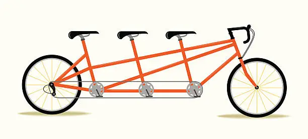Vector illustration of Three Seat Bicycle