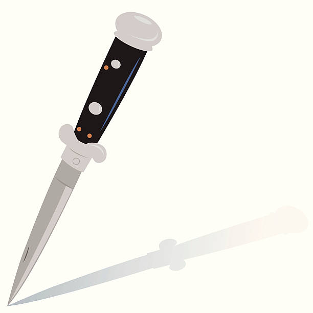 illustrazioni stock, clip art, cartoni animati e icone di tendenza di coltello a scatto - knife weapon switchblade dagger