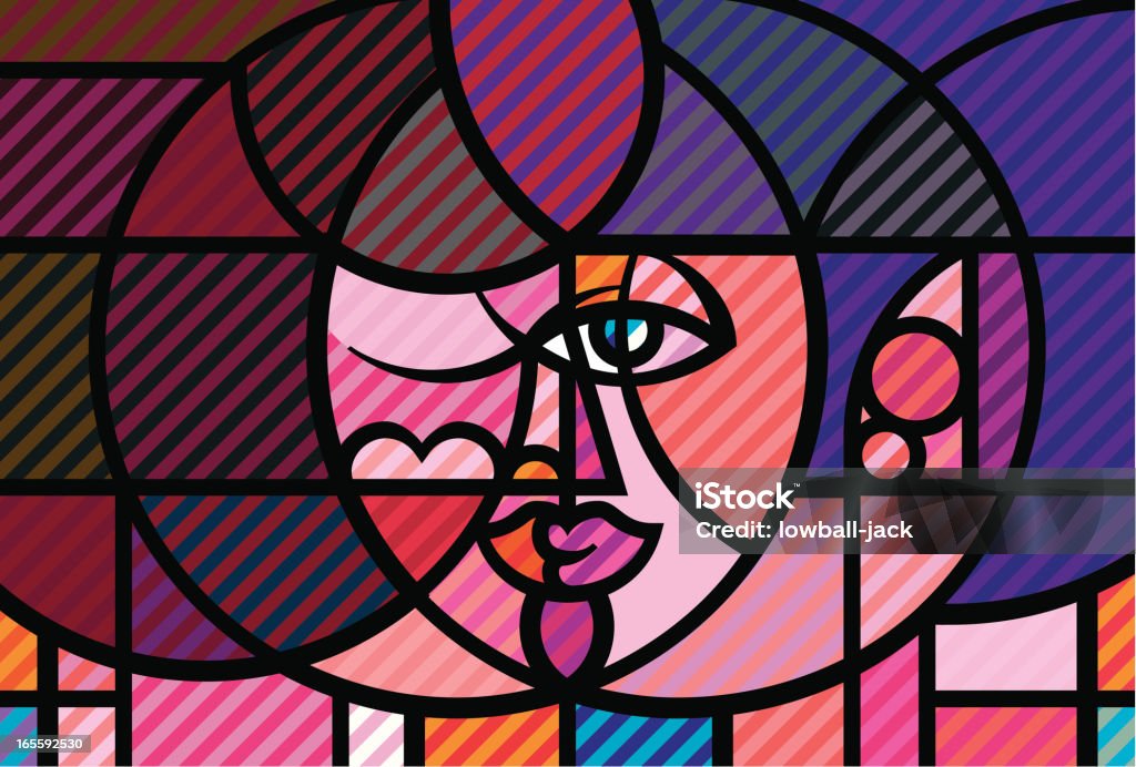 Meet Soul On Lovers' Lips Illustration of pop-art/cubist lovers Abstract stock vector