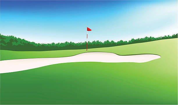 green golf field vector art illustration