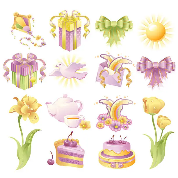 Vector illustration of Birthday icon set