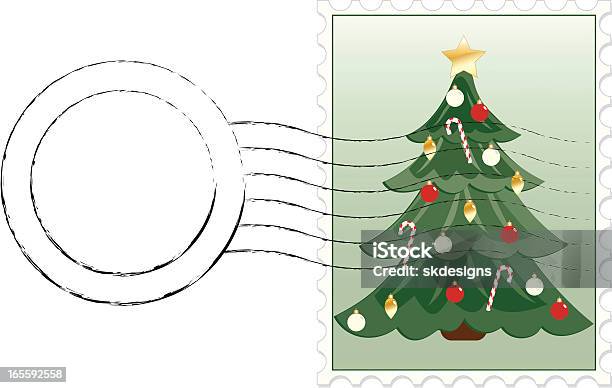 Ilustración de Árbol De Navidad Sello Postal y más Vectores Libres de Derechos de Adorno de navidad - Adorno de navidad, Celebración - Acontecimiento, Decoración navideña