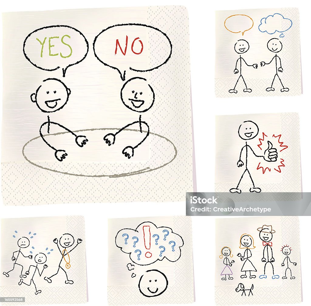 Napkin sketches - People Napkin sketch illustration. Showing concepts and ideas. Child stock vector