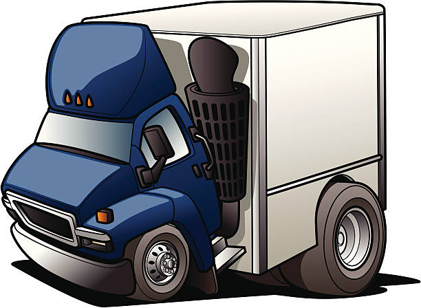 Cartoon Moving Truck vector art illustration