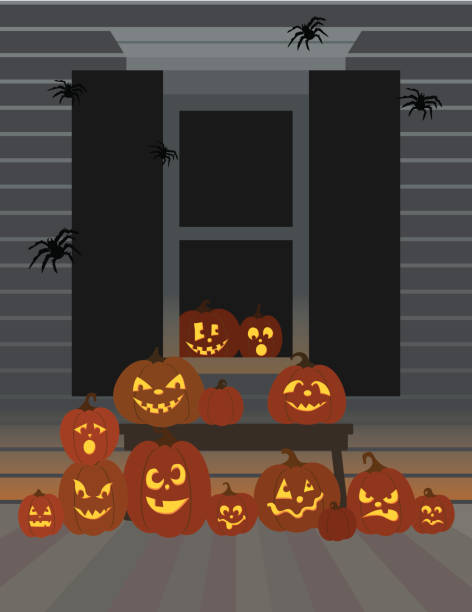 Halloween Porch vector art illustration