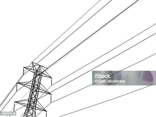 Black Power Lines In Front Of Empty White Background Stock Illustration - Download Image Now