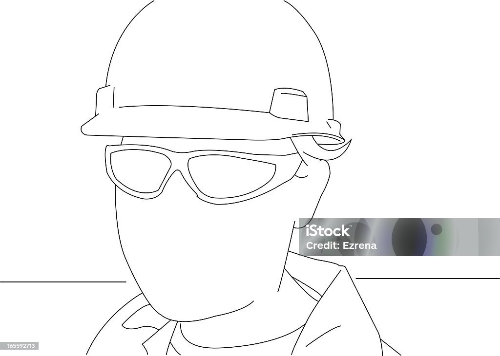 Porträt der Arbeiter - Lizenzfrei Bauarbeiterhelm Vektorgrafik