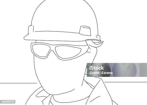Porträt Der Arbeiter Stock Vektor Art und mehr Bilder von Bauarbeiterhelm - Bauarbeiterhelm, Sonnenbrille, 20-24 Jahre