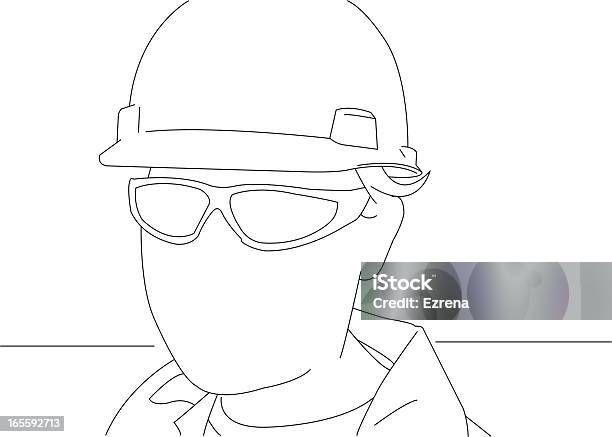 Retrato De Um Trabalhador Manual - Arte vetorial de stock e mais imagens de Capacete de Obra - Capacete de Obra, Óculos de Sol, 20-24 Anos