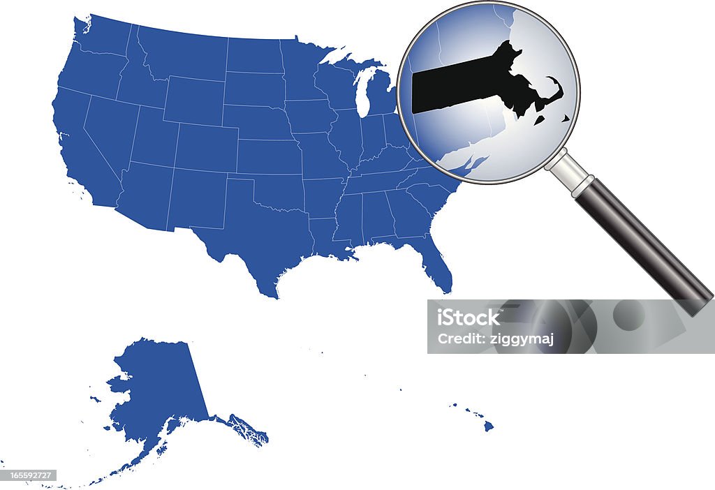 Estados Unidos da América-Massachusetts mapa - Vetor de As Américas royalty-free