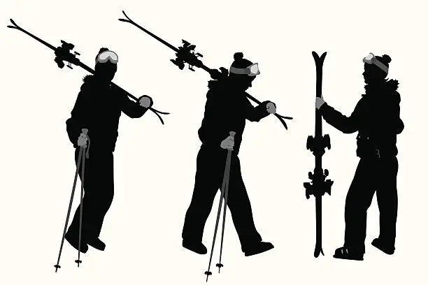 Vector illustration of Skier Vector Silhouette