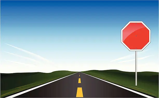 Vector illustration of Stop ahead sign and road - VECTOR