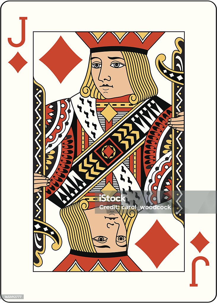 잭 오브 다이아몬즈 두 게임하기 카드 - 로열티 프리 잭 카드 벡터 아트