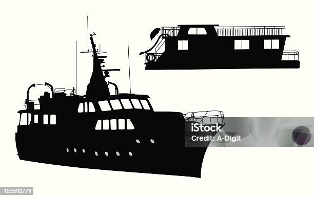 Houseboatcruiseboat - Arte vetorial de stock e mais imagens de Barco-casa - Barco-casa, Vetor, Contorno