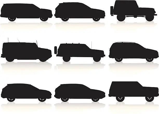Vector illustration of SUV Silhouette Colllection