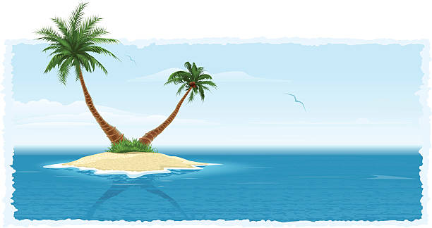 Tropical Island Vector composition with an island in a sea big island hawaii islands stock illustrations