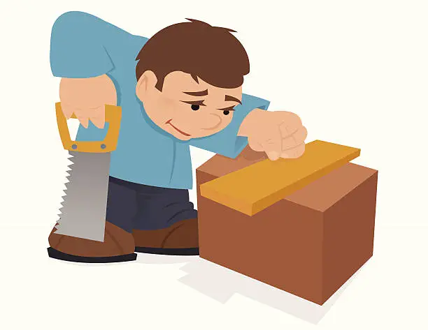 Vector illustration of Sawing