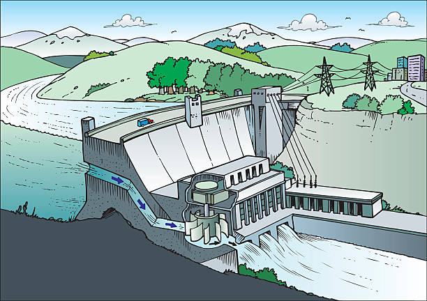 ilustrações, clipart, desenhos animados e ícones de usina elétrica - hydroelectric power