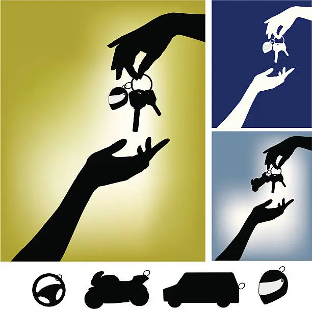 Vector illustration of Hands with Motorbike Keys