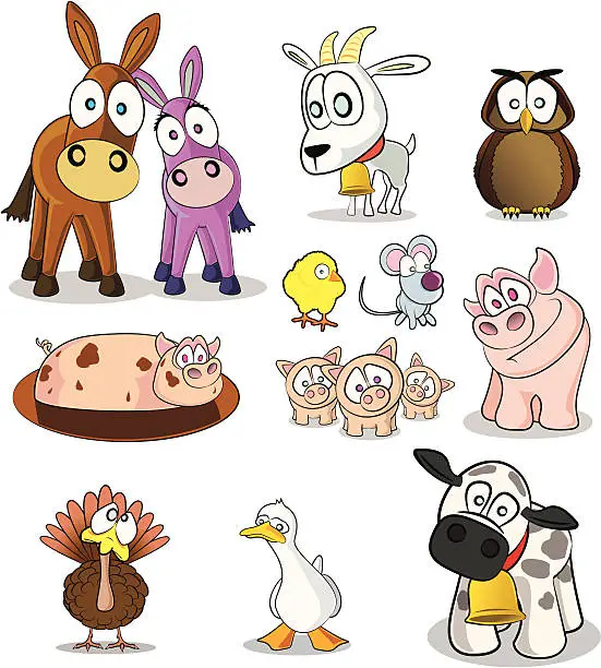 Vector illustration of Farm Animals - Group