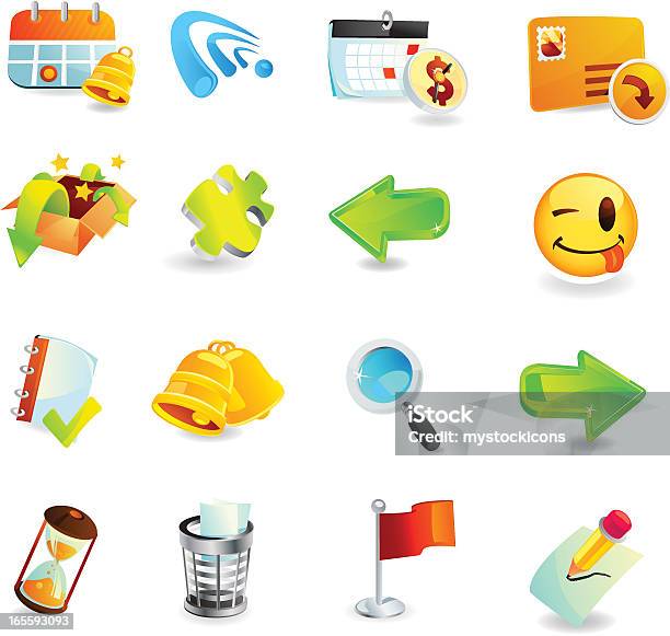 Ufficio E Web Icone - Immagini vettoriali stock e altre immagini di Emoticon - Emoticon, Clessidra, Bandiera