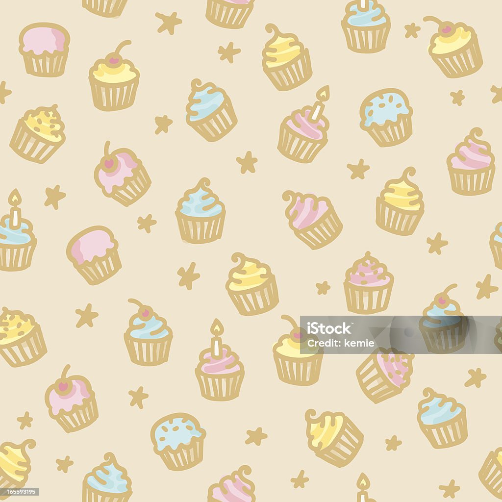 seamless pattern: cupcakes in color seamless background with hand drawn cupcakeillustrations. just drop into your illustrator swatches and use as a tiled fill. other similar images: Birthday stock vector