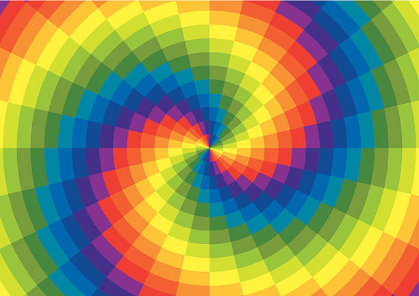 Rainbow Spiral Polar Grid vector art illustration