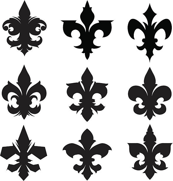 urban fleur-de-lys Vector illustration of 9 fleur de lys symbols. Each with a different style. Download includes CS3 and EPS8 files. new orleans fleur de lis stock illustrations
