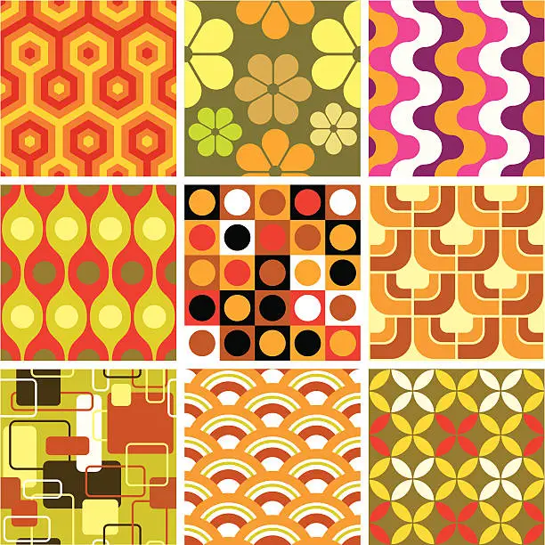 Vector illustration of Ugly retro seamless patterns