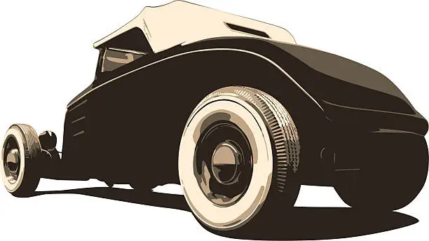 Vector illustration of Sepia Hot Rod - Vector