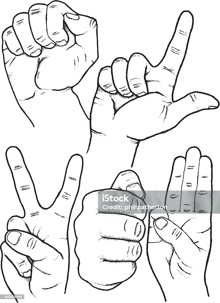 Sketched hand gestures All are just one fill colour so it's easy to change the colour. Sign Language stock vector