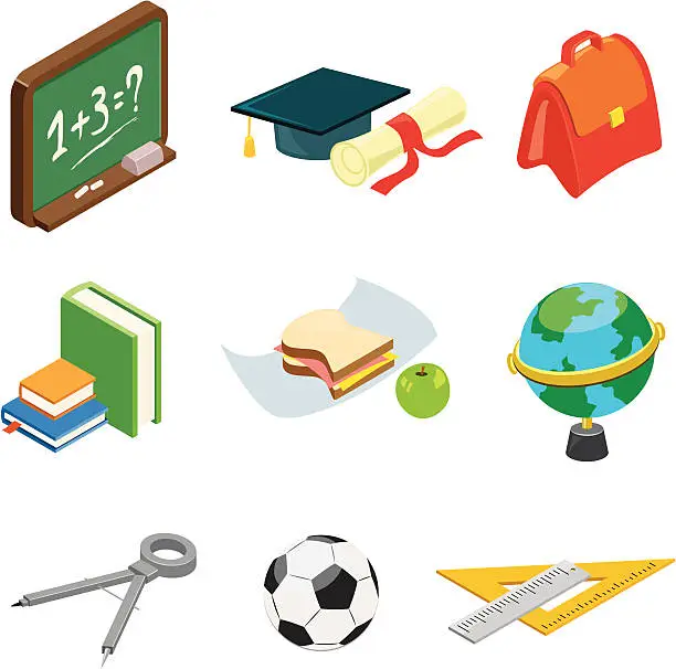 Vector illustration of Back to School icons | ISO collection