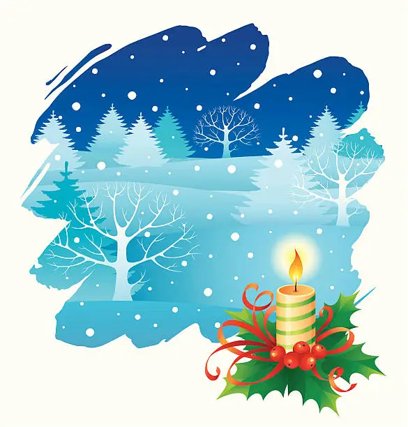 Vector illustration of Christmas winter landscape
