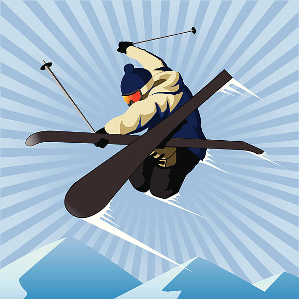 freeskier - skiing ski winter sport freestyle skiing stock-grafiken, -clipart, -cartoons und -symbole