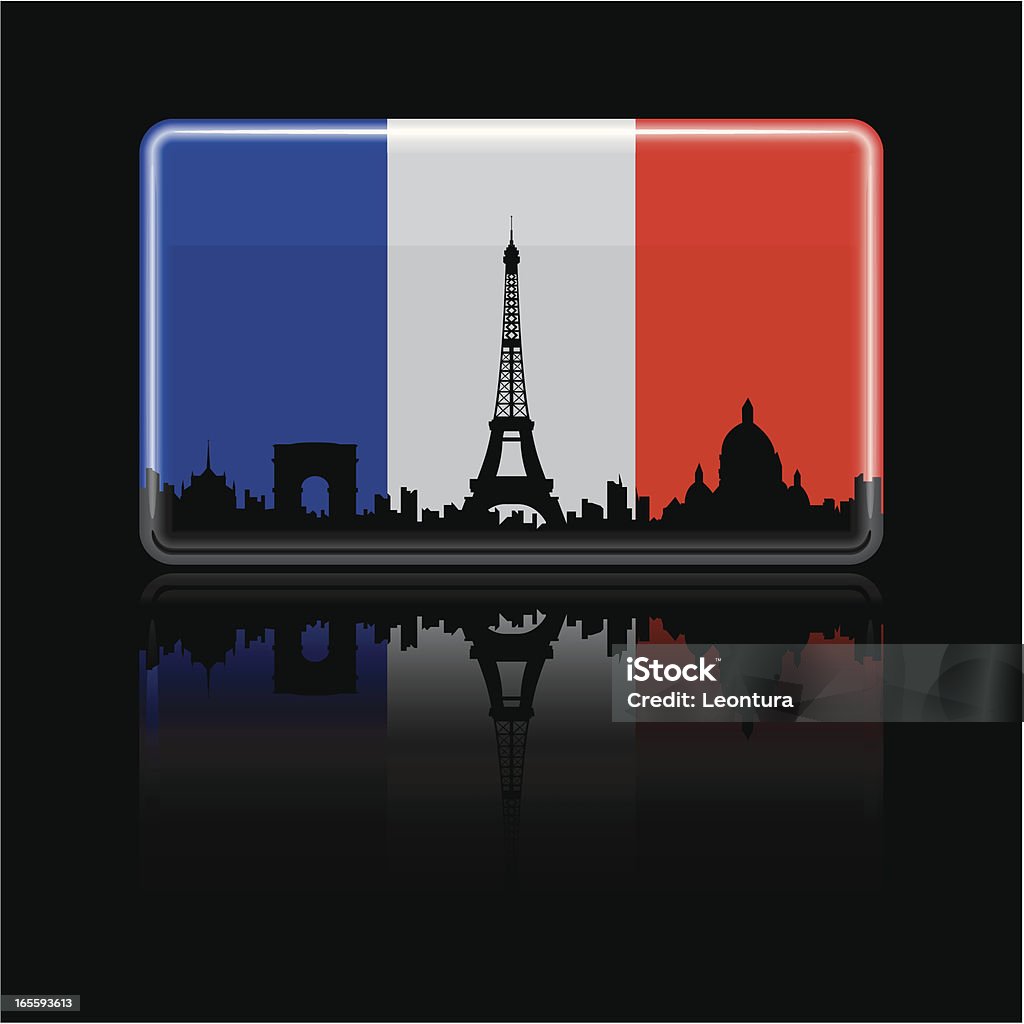 Französische Flagge auf Schwarz - Lizenzfrei Außenaufnahme von Gebäuden Vektorgrafik