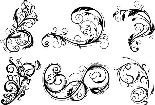 装飾的な花要素 - corner arc frame swirl点のイラスト素材／クリップアート素材／マンガ素材／アイコン素材