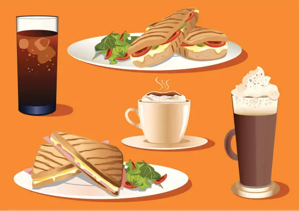 Vector illustration of Café food