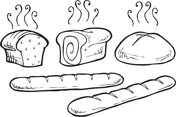 Vector illustration of Bakery Fresh Bread Line Art