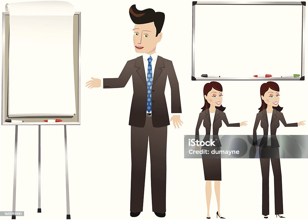 Homme d'affaires et femme de tableaux de présentation - clipart vectoriel de Adolescent libre de droits