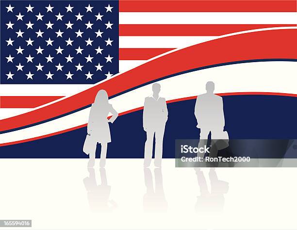 American Business Team Stock Illustration - Download Image Now - Achievement, American Culture, American Flag