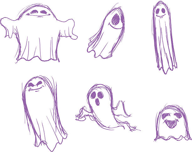 Ghost Pencil Sketch Stock Illustration - Download Image Now - Ghost, Cartoon,  Costume - iStock