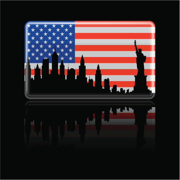 ilustrações de stock, clip art, desenhos animados e ícones de bandeira dos estados unidos da américa sobre preto - famous place usa black background international landmark