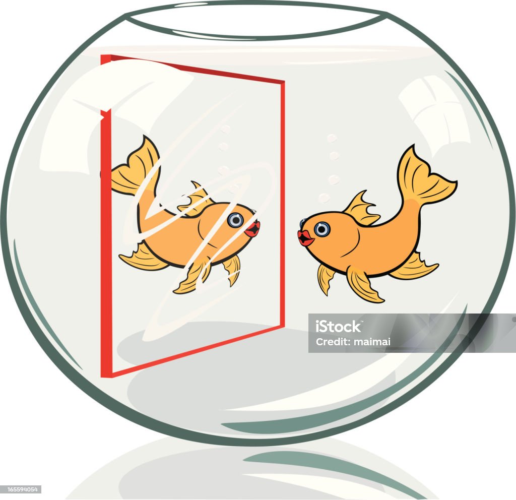 Goldfish Vanity - Bowl with Mirror When a hand-mirror was accidentally dropped in the goldfish bowl, Wanda's vanity took on epic proportions. Cartoon stock vector