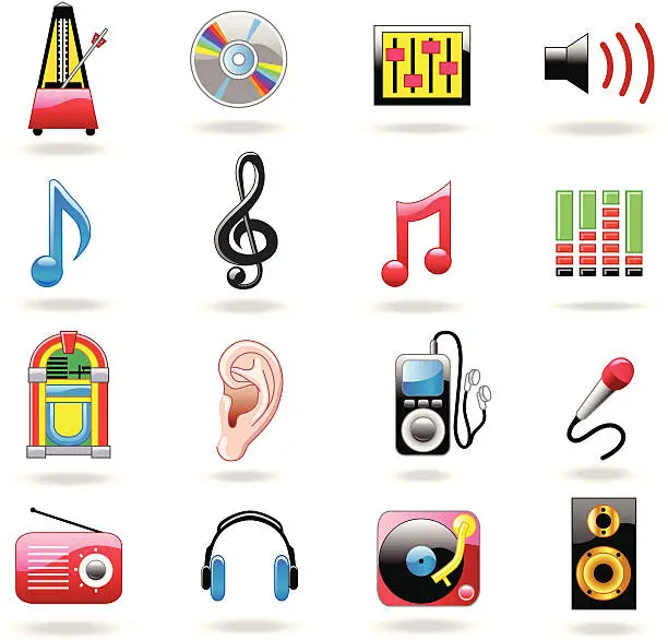 Vector illustration of music and sound icons